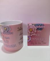 Kit caneca 325ml Dia das Mães com bloquinho de anotações .