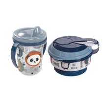 Kit Caneca 330ml Pote de Papinha C/ Amassador Bichinhos Azul