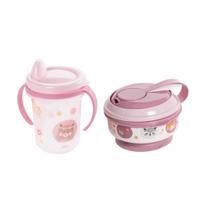 Kit Caneca 330ml Pote de Papinha C/ Amassador Bichinhos Rosa