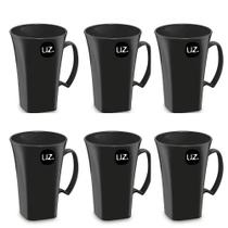 Kit Caneca Cappuccino Preto 400ml - 6 Peças