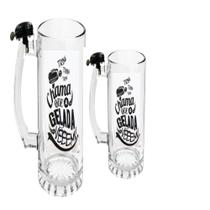 Kit Caneca Chopp Campainha Chama Sino Vidro Premium Copo Vidro Cerveja 450Ml