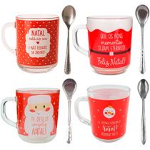 Kit Caneca com Colher Natalina Sortida 250ml DT9372 - Fu Xing Kit Caneca com Colher Natalina Sortida 250ml DT9372 - Fu Xing