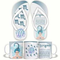 KIT Caneca de Cerâmica 325ML e Chinelo Signo Escorpião