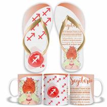 KIT Caneca de Cerâmica 325ML e Chinelo Signo Sagitário