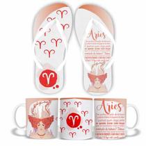 KIT Caneca de Polímero 325ML e Chinelo Signo Aries