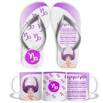 KIT Caneca de Polímero 325ML e Chinelo Signo Capricórnio