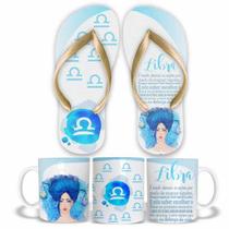 KIT Caneca de Polímero 325ML e Chinelo Signo Libra