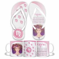 KIT Caneca de Polímero 325ML e Chinelo Signo Virgem