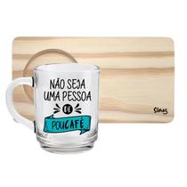 Kit Caneca De Vidro + Bandeja Coffee Lover Pouco Café Simas