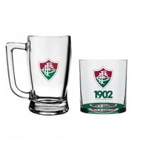 Kit Caneca De Vidro Taberna 340ml Copo Whisky 305ml Times Futebol Vidro Resistente