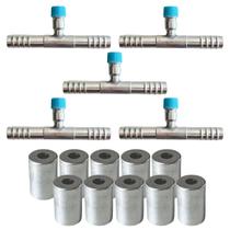 Kit Caneca E Emenda Com Ventil R134 10mm Alumínio 15 Unidades