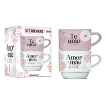 Kit Caneca Empilhada Dupla 210ml Mae Melhor Amor Do Mundo Kit Caneca Empilhada Dupla 210ml Mae Melhor Amor Do Mundo