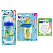 Kit Caneca Infantil Antivamento 207ml e Mamadeira Evolution 300ml e Bico Refil Lillo