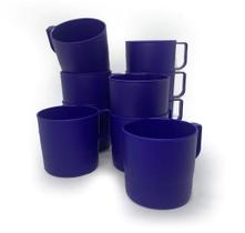 Kit Caneca Infantil Escolar 350ml Plástico Merenda Azul Escuro -Plasnorthon -