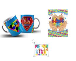Kit Caneca Meu Super Poder É Autismo + Chaveiro +