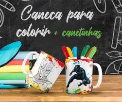 Kit Caneca Para Colorir Pantera Negra 2.0