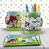 Kit Caneca para pintar Angry Birds + Jogo de canetinhas Laváveis