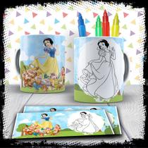 Kit Caneca para pintar Branca de Neve + Jogo de Canetinhas Laváveis