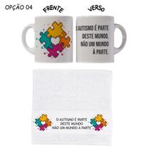 Kit Caneca Plástico+Toalhinha Autista Autismo Volta às aulas