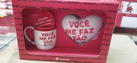 Kit caneca porcelana com mini almofada