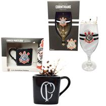 Kit Caneca Porcelana Quadrada 220Ml Preto + Taça Windsor