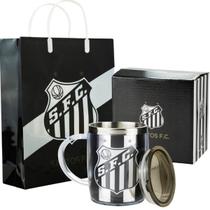 Kit Caneca Térmica Com Tampa + Sacola Santos 450Ml Torcedor