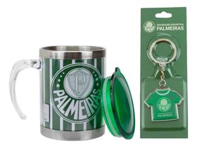 Kit Caneca Térmica Inox + Chaveiro Palmeiras Oficial 450ml