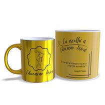 Kit Caneca + Tubolata Cromada Dourada Professores Personalizada