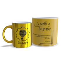 Kit Caneca + Tubolata Cromada Dourada Professores Personalizada