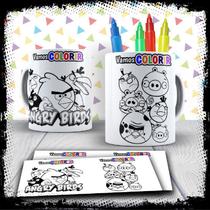 Kit Caneca Vamos Colorir Angry Birds + Jogo de Canetinhas