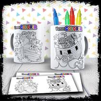 Kit Caneca Vamos Colorir Arca de Noé + Jogo de Canetinhas