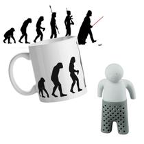 Kit Caneca Xicara + Infusor Coador Peneira de Chá e Ervas