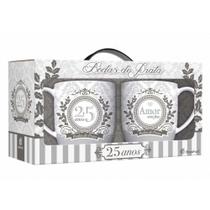 Kit Canecas Bodas de Prata - Brasfoot Kit Canecas Bodas de Prata - Brasfoot