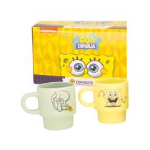 Kit Canecas de Café Empilháveis Bob Esponja e Lula Molusco Zona Criativa Geek Xícara Cerâmica 150ml Kit Canecas de Café Empilháveis Bob Esponja e Lula Molusco Zona Criativa Geek Xícara Cerâmica 150ml