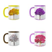 Kit Canecas de Porcelana Decorativas Árvores Ipe Florescer