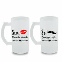 Kit Canecas de Vidro Jateado Casal Kit Canecas de Vidro Jateado Casal