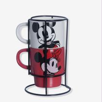 Kit Canecas Mickey Mouse e Minnie Mouse Empilháveis 180ml - ZonaCriativa