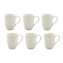 Kit Canecas Porcelana Café Flat Chuvisco 350ml Oxford 6 Unidades