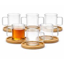 Kit Canecas Vidro Borosilicato Xícaras Café Com Pires 220ml