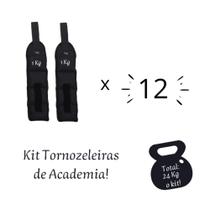 Kit Caneleira de Academia Tornozeleira Peso 12 pares de 1 Kg - flex mouve