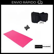 KIT Caneleira de Peso Preta Par de 2KG + Colchonete Rosa Treino/Academia/Musculação/Fisioterapia KIT Caneleira de Peso Preta Par de 2KG + Colchonete Rosa Treino/Academia/Musculação/Fisioterapia