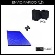 KIT Caneleira de Peso Preta Par de 500g + Colchonete Azul Treino/Academia/Musculação/Fisioterapia KIT Caneleira de Peso Preta Par de 500g + Colchonete Azul Treino/Academia/Musculação/Fisioterapia