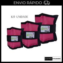 KIT Caneleira de Peso Rosa unidade de 1Kg + 2Kg + 3Kg Treino/Exercício/Academia/exercício funcional/Fitness/Mus KIT Caneleira de Peso Rosa unidade de 1Kg + 2Kg + 3Kg Treino/Exercício/Academia/exercício funcional/Fitness/Mus