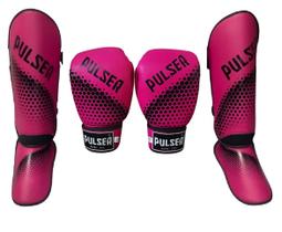 Kit Caneleira Muay Thai Proteção 20 MM + Luvas de Boxe Rosa Hexa Preto Kit Caneleira Muay Thai Proteção 20 MM + Luvas de Boxe Rosa Hexa Preto