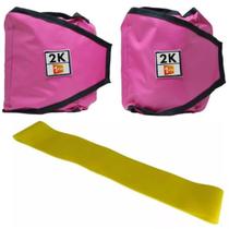 Kit Caneleira/Tornozeleira Peso 2Kg Rosa + Mini Band Nível Médio Amarela 1 Fit Kit Caneleira/Tornozeleira Peso 2Kg Rosa + Mini Band Nível Médio Amarela 1 Fit