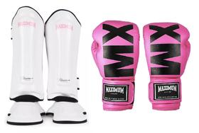 Kit Caneleiras Classic e Luvas de Boxe Muay Thai Pink MXM Maximum Kit Caneleiras Classic e Luvas de Boxe Muay Thai Pink MXM Maximum