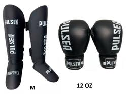Kit Caneleiras Proteção 20 mm e Luvas de Boxe Muay Thai Escolha a Cor
