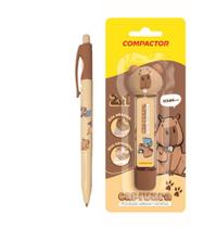 Kit Caneta 07 Fina + Fita Corretiva Capivara Compactor