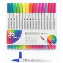 Kit Caneta 2 em 1 Brush Lettering e Ponta Fina Dual Pen Canetinha Colorir Desenho