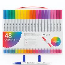 Kit Caneta 2 em 1 Brush Lettering e Ponta Fina Dual Pen Canetinha Colorir Desenho